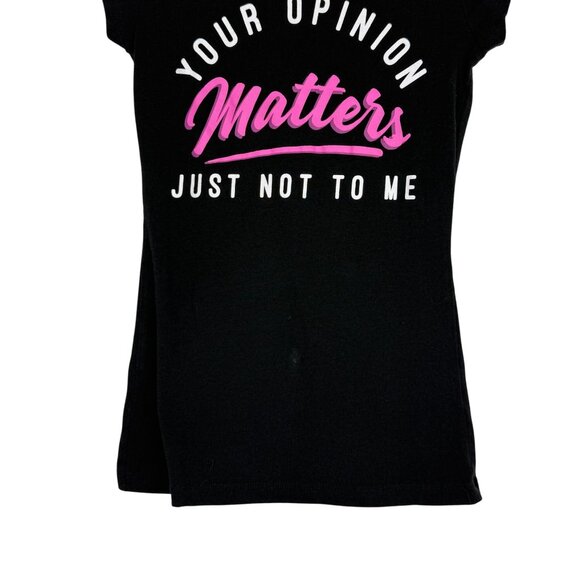 Wound Up Graphic Tee Your Opinion Matters Just Not To Me XS Black Fitted Stretch - Picture 4 of 7